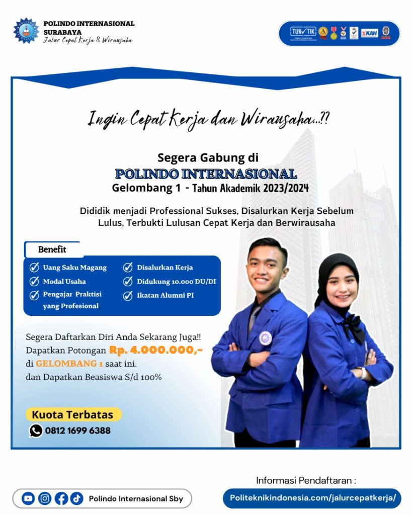 polindo internasional - penerimaan peserta program - kuliah sambil kerja