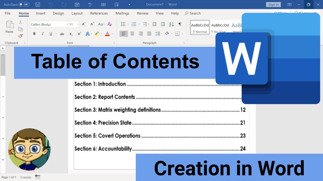 How To Create A Contents Page In Word Youtube