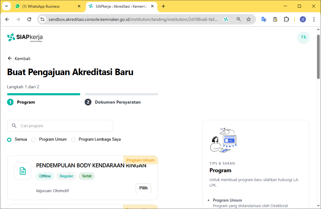 memilih program