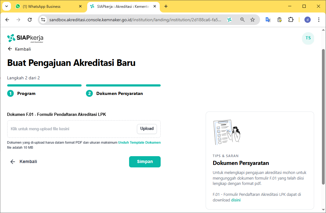 upload dokumen f.01