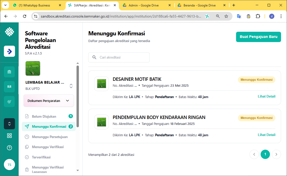 memonitor pengajuan