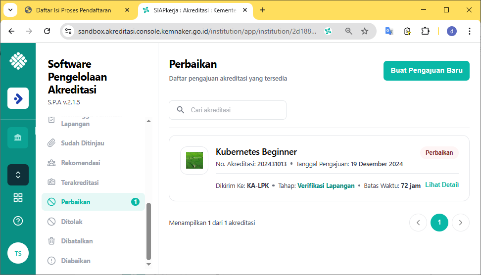 memonitor perbaikan